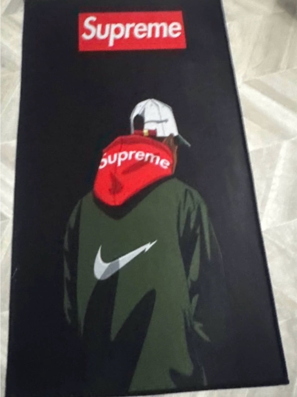 Supreme Red and Olive Graphic Hoodie Rug/Wall Decor